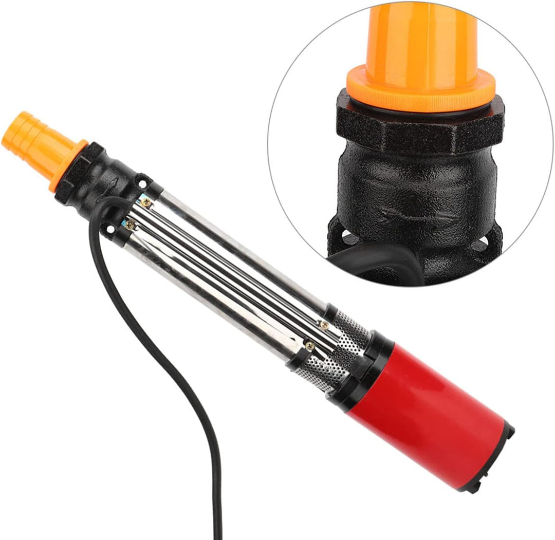 DC 12V Unterwasserpumpe, Tiefbrunnen Tauchpumpe Einseitig Saugende Wasserpumpe mit 2PI10 Meter Kabel
