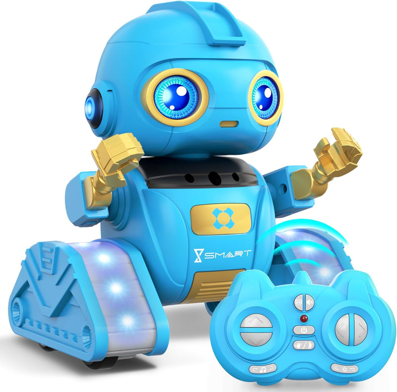 Ophy Roboter Kinder Spielzeug, wiederaufladbar und projizierbar, RC-Roboter mit LED-Augen und Musik,