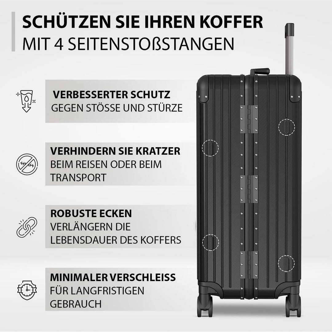 Voyagoux Koffer - 114L, Hartschalenkoffer gross, TSA-Schloss, Aluminium, Reisekoffer mit Rollen, 4X