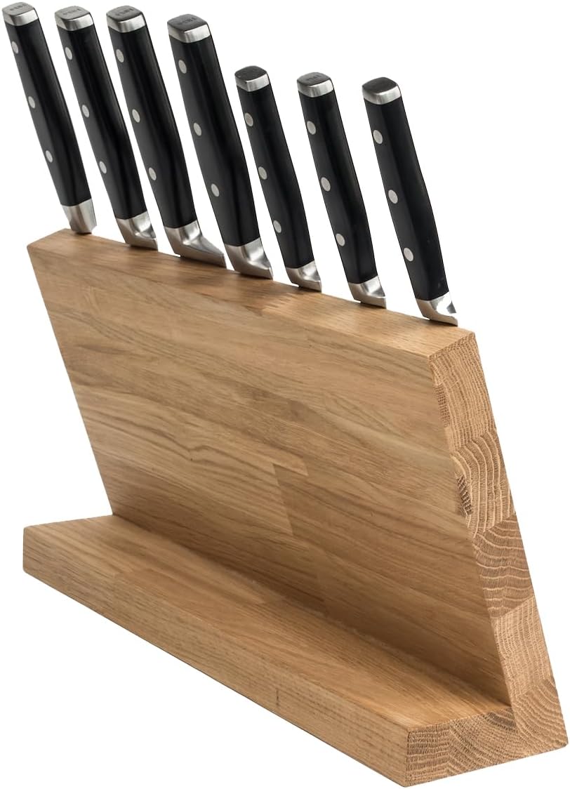 Messerblock aus Eiche Magnetisch Messerhalter Messerbrett Holz Edler Holzblock ohne Messer 1. ohne M