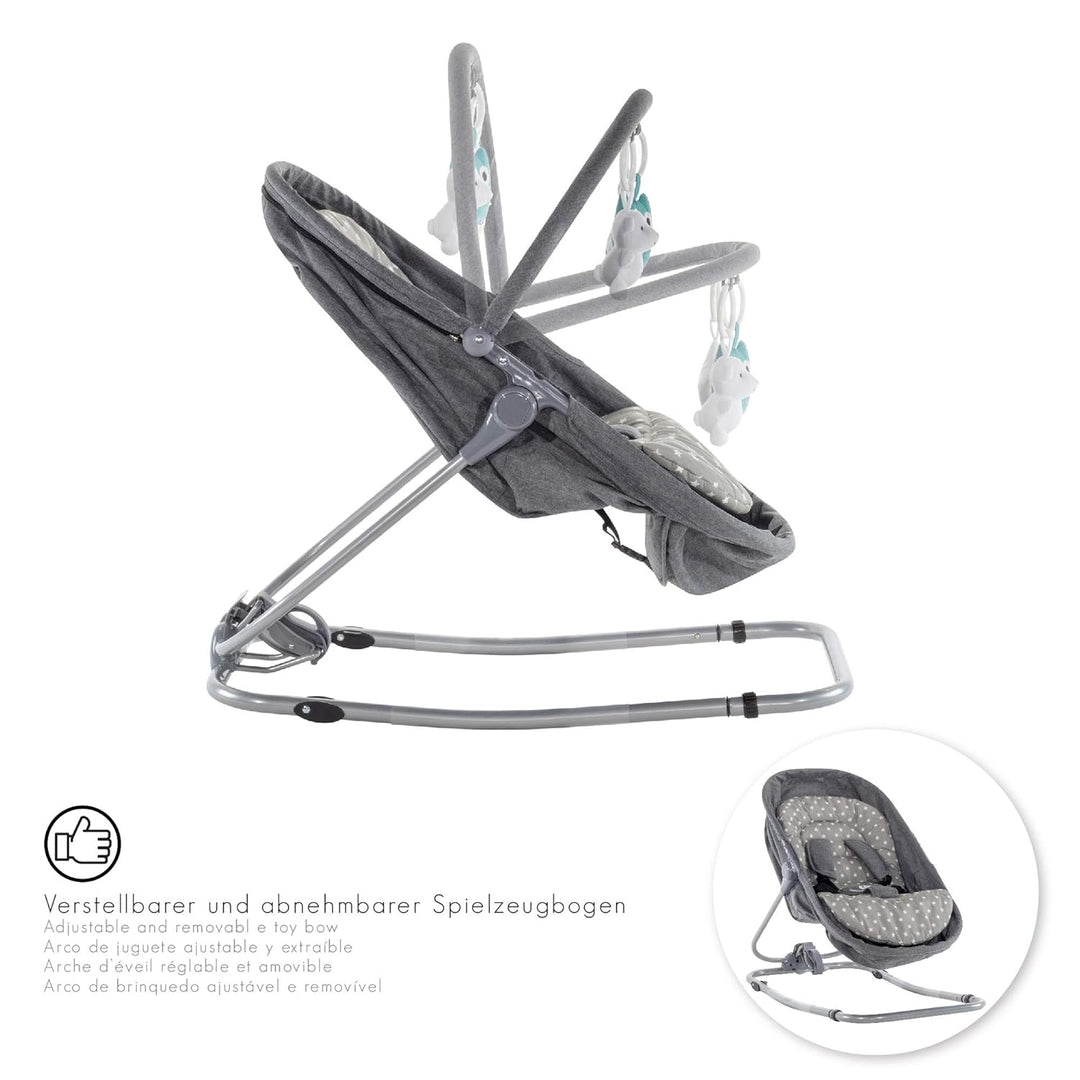 Engel & Storch Babywippe VIGO Baby Schaukelstuhl Babywiege mit abnehmbarem Bezug und Spielebogen - i