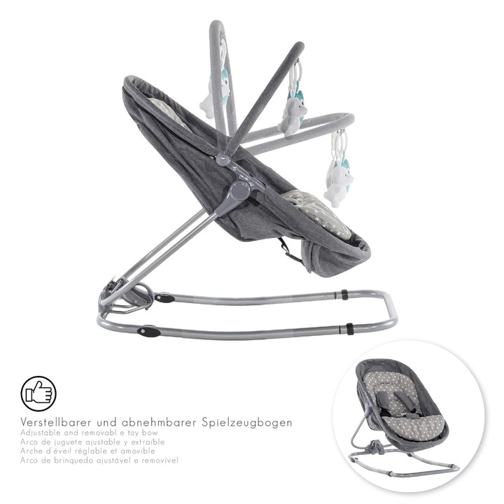 Engel & Storch Babywippe VIGO Baby Schaukelstuhl Babywiege mit abnehmbarem Bezug und Spielebogen - i