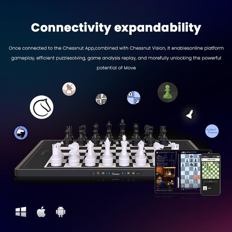 Chessnut Move Roboter-Schachbrett mit voller Stückerkennung, automatisierter Stückbewegung, Sprachst