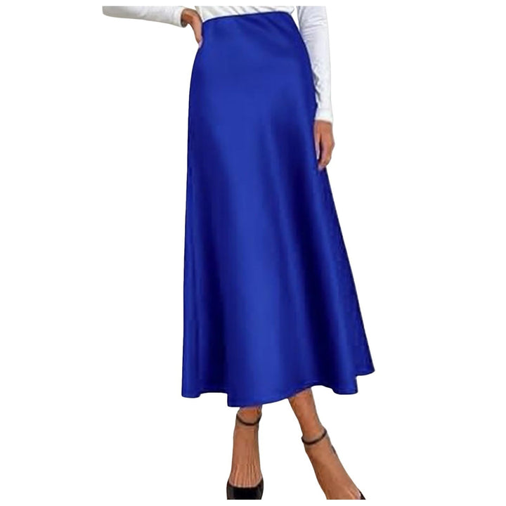 Lange Karierte Röcke Eleganter Rock mit hoher Taille für Damen, solides Satinkleid, eleganter Rock m