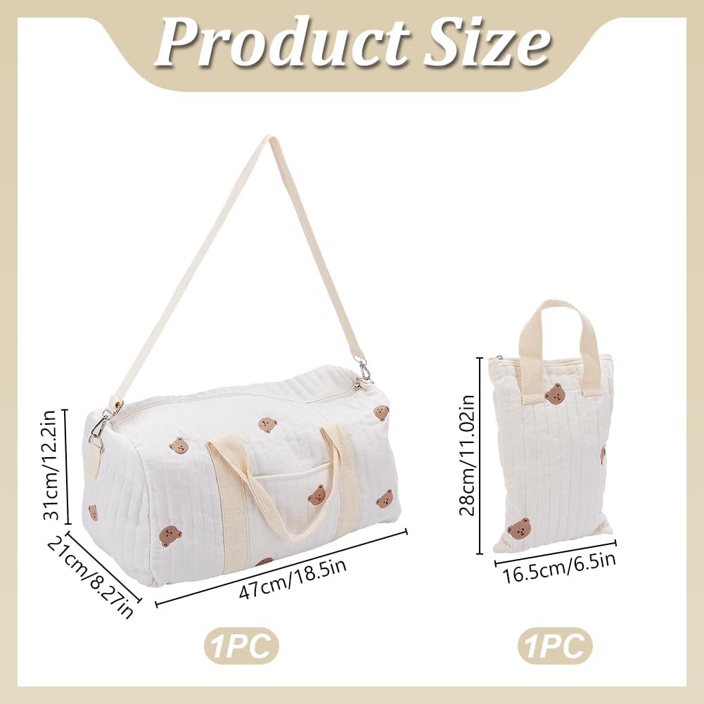 WEBEEDY 2 Styles Windeltasche Tote mit Bärenmuster Grosse Reisewickeltasche mit Reissverschluss Hand