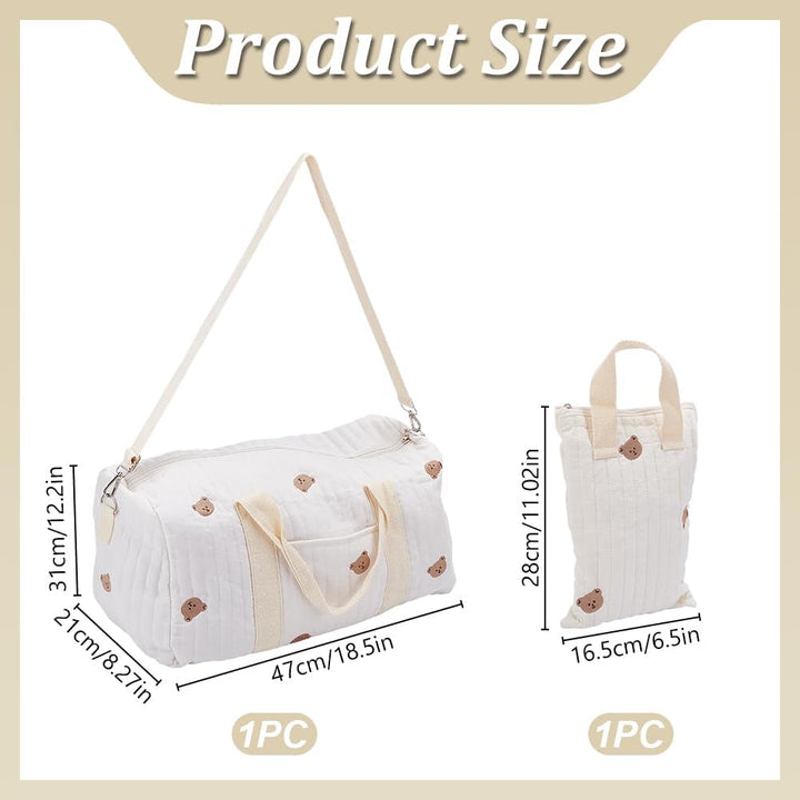 WEBEEDY 2 Styles Windeltasche Tote mit Bärenmuster Grosse Reisewickeltasche mit Reissverschluss Hand