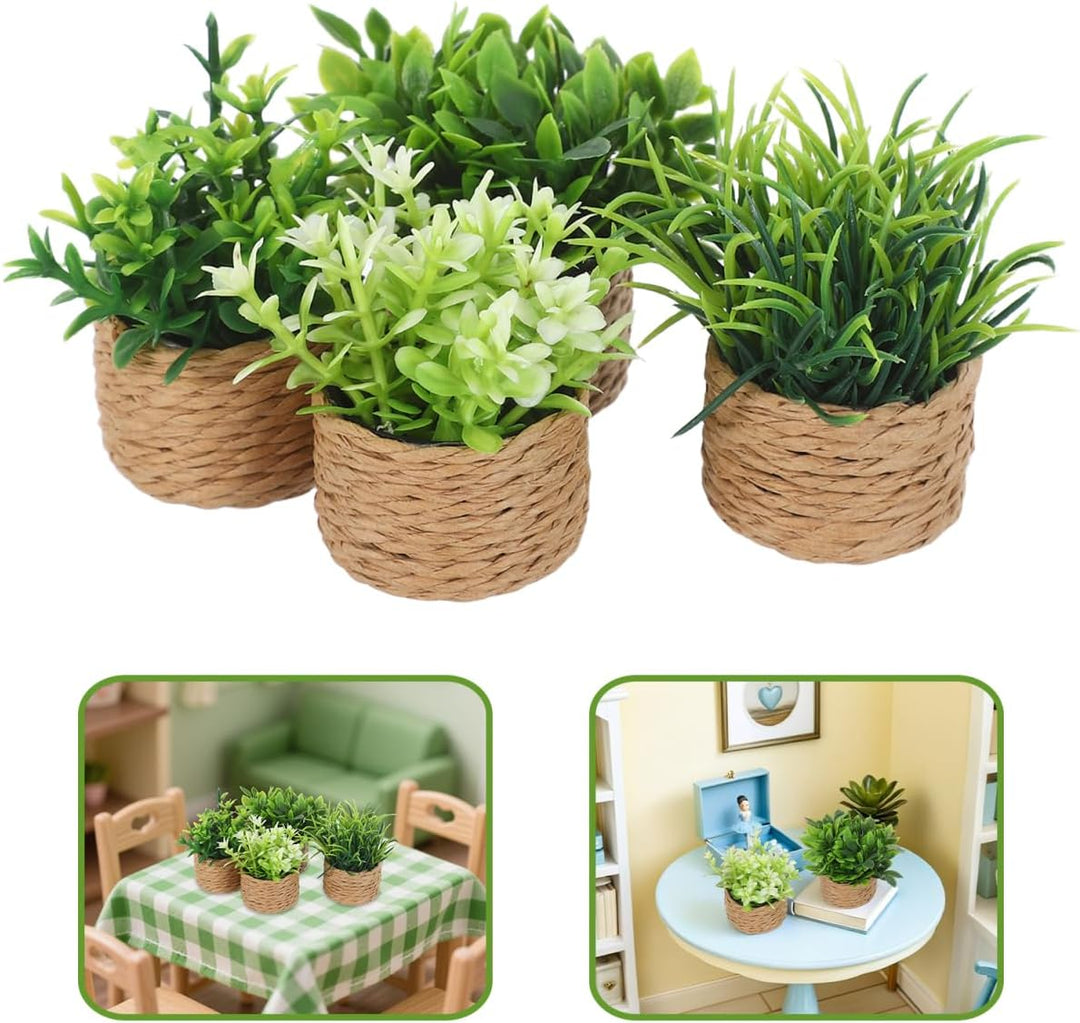 Supvox 4Pcs Miniatur Pflanzen Puppenhaus Deko Künstliche Bonsai