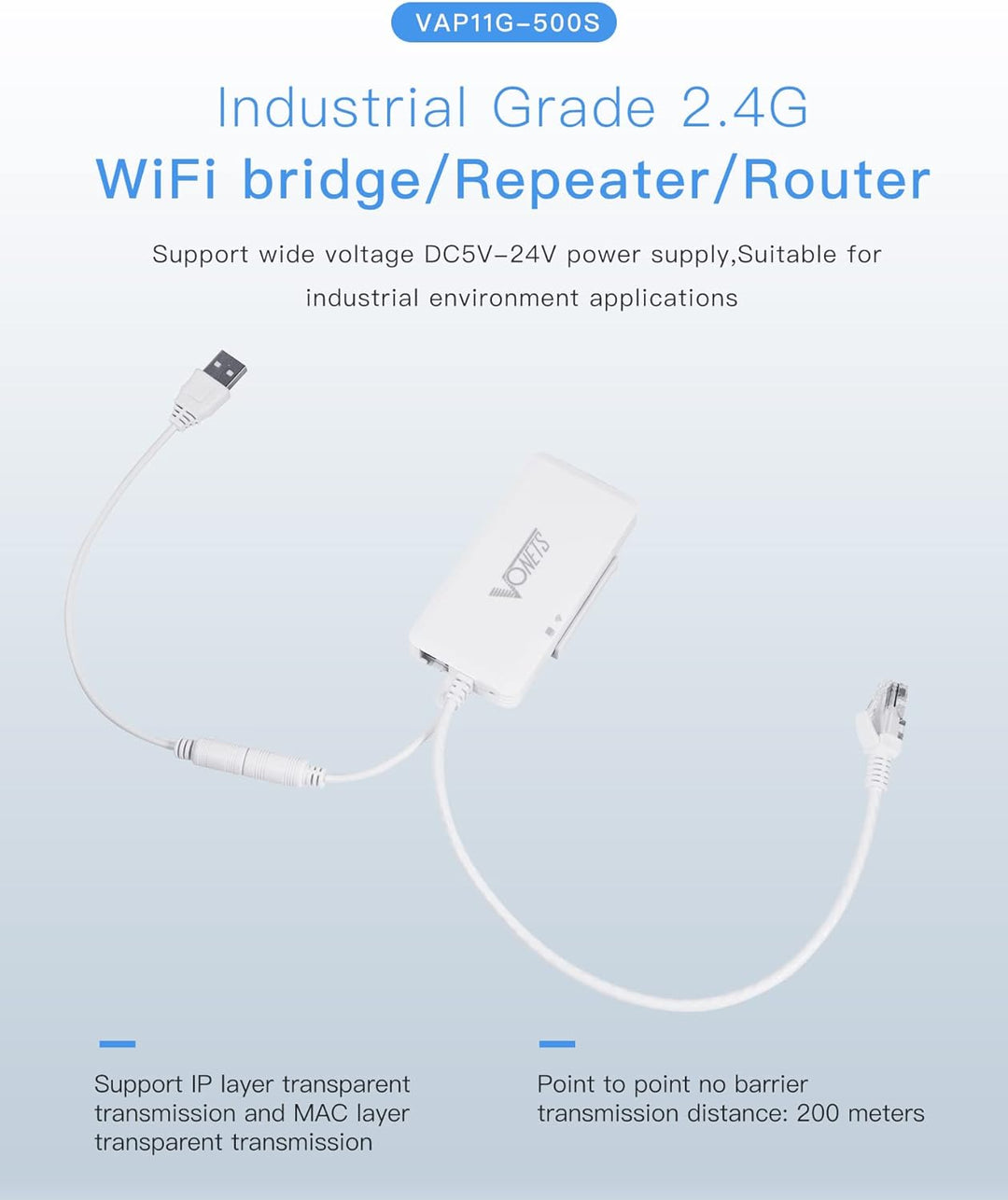 VONETS 2,4GHz WLAN Router/WiFi Bridge Ethernet Wireless Repeater/WLAN Hotspot Extender/Signalabdecku