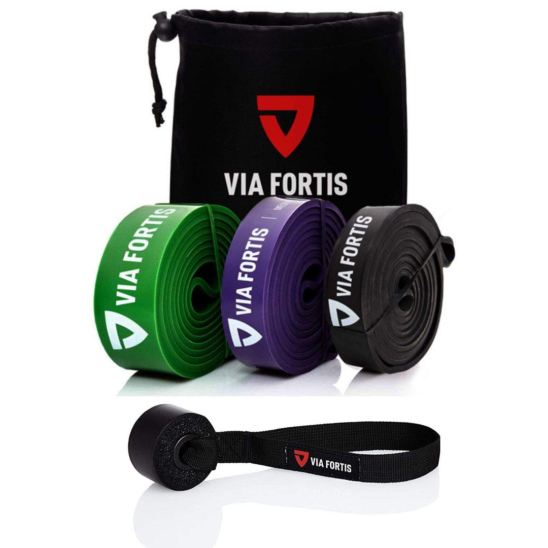 VIA FORTIS Premium Resistance Bands + Übungsanleitung und Tasche - Widerstandsbänder/Klimmzugband un