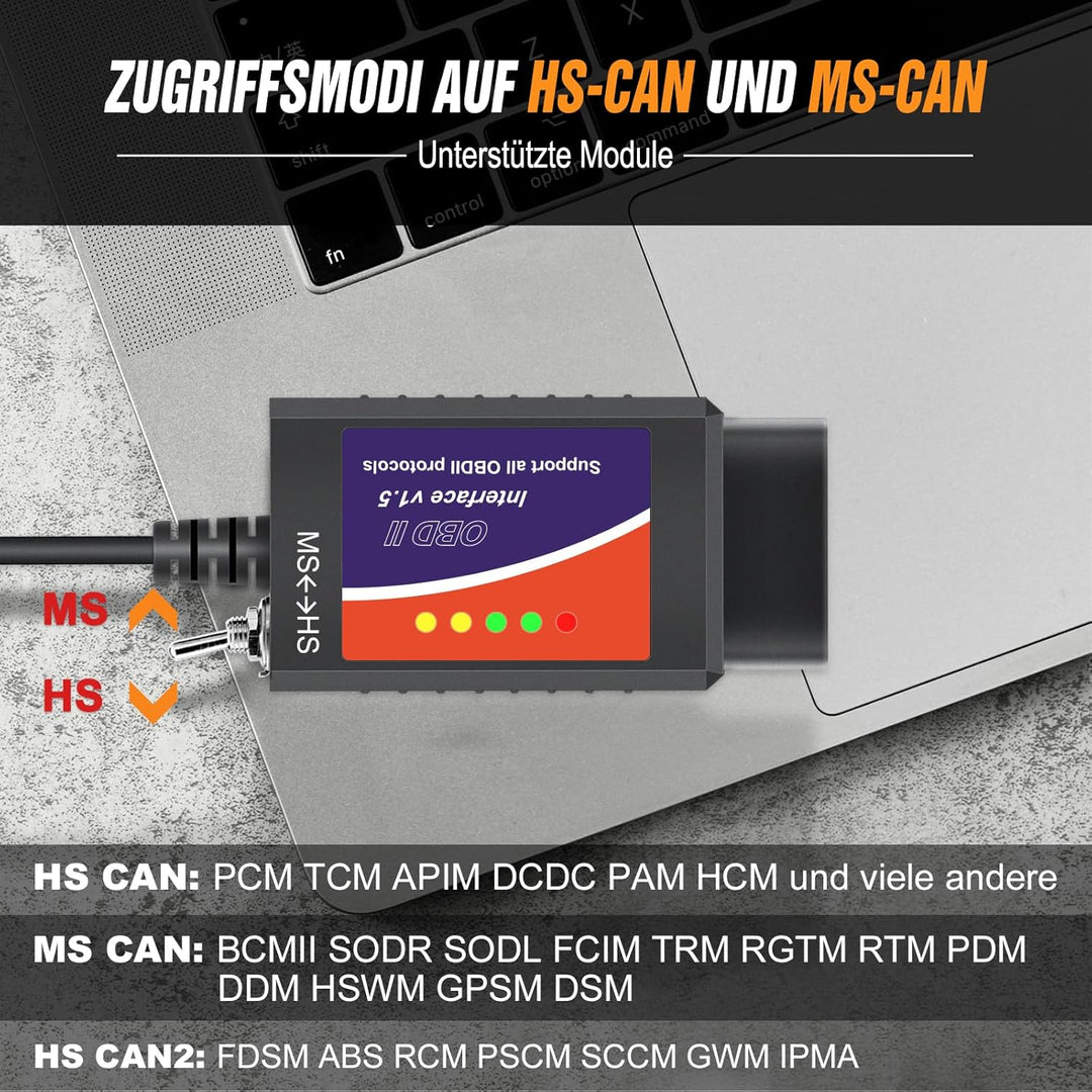 FORScan ELMconfig Professionelles OBDII Diagnosegerät Auto OBD2 Adapter für Windows, Auto diagnose C