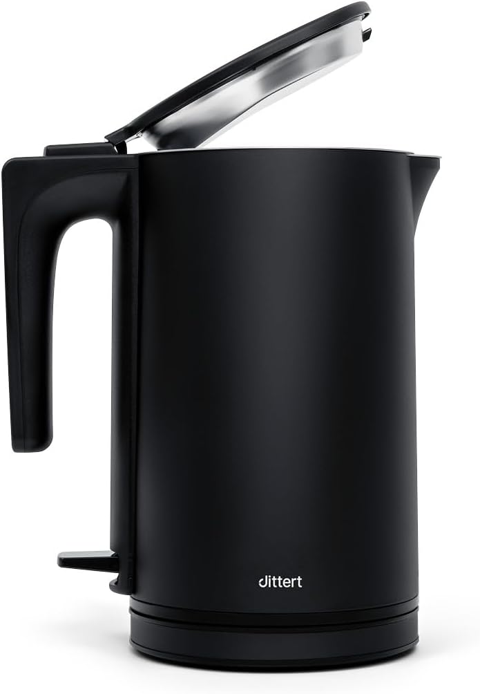 Wasserkocher 1,5L – 2200W, Doppelwand-Edelstahl, 360° Basis, Sicherheitsabschaltung, Einhanddeckel,