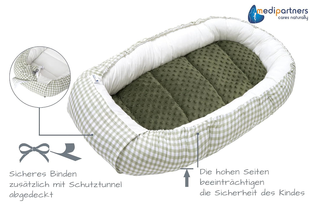 Medi Partners Babynest Nestchen Baby Set für Neugeborene - 100x60x15 Kuschelnest 5 teilig tragbar Ne