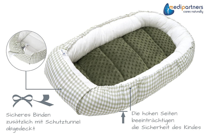 Medi Partners Babynest Nestchen Baby Set für Neugeborene - 100x60x15 Kuschelnest 5 teilig tragbar Ne