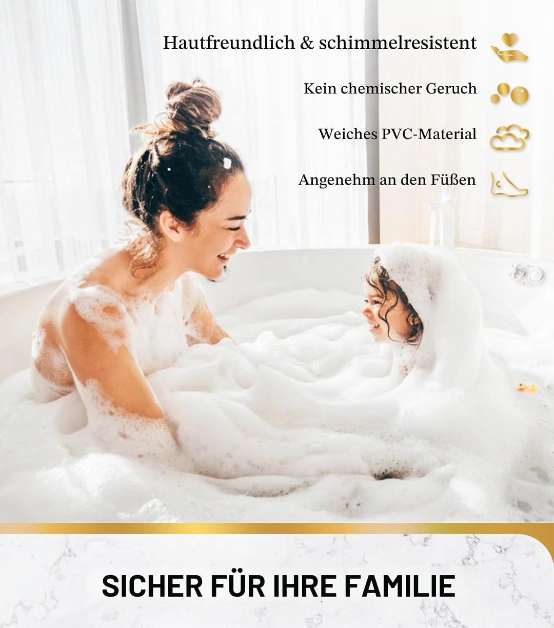HITSLAM Badewannenmatte rutschfest, 101 x 40cm Extra Lange Antirutschmatte Badewanne, Duschmatte rut