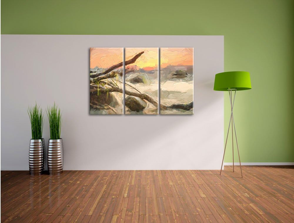 Pixxprint Ruhige See im Nebel als Leinwandbild/Grösse: 3 Teilig (120x80) cm/Wandbild/Kunstdruck/fert