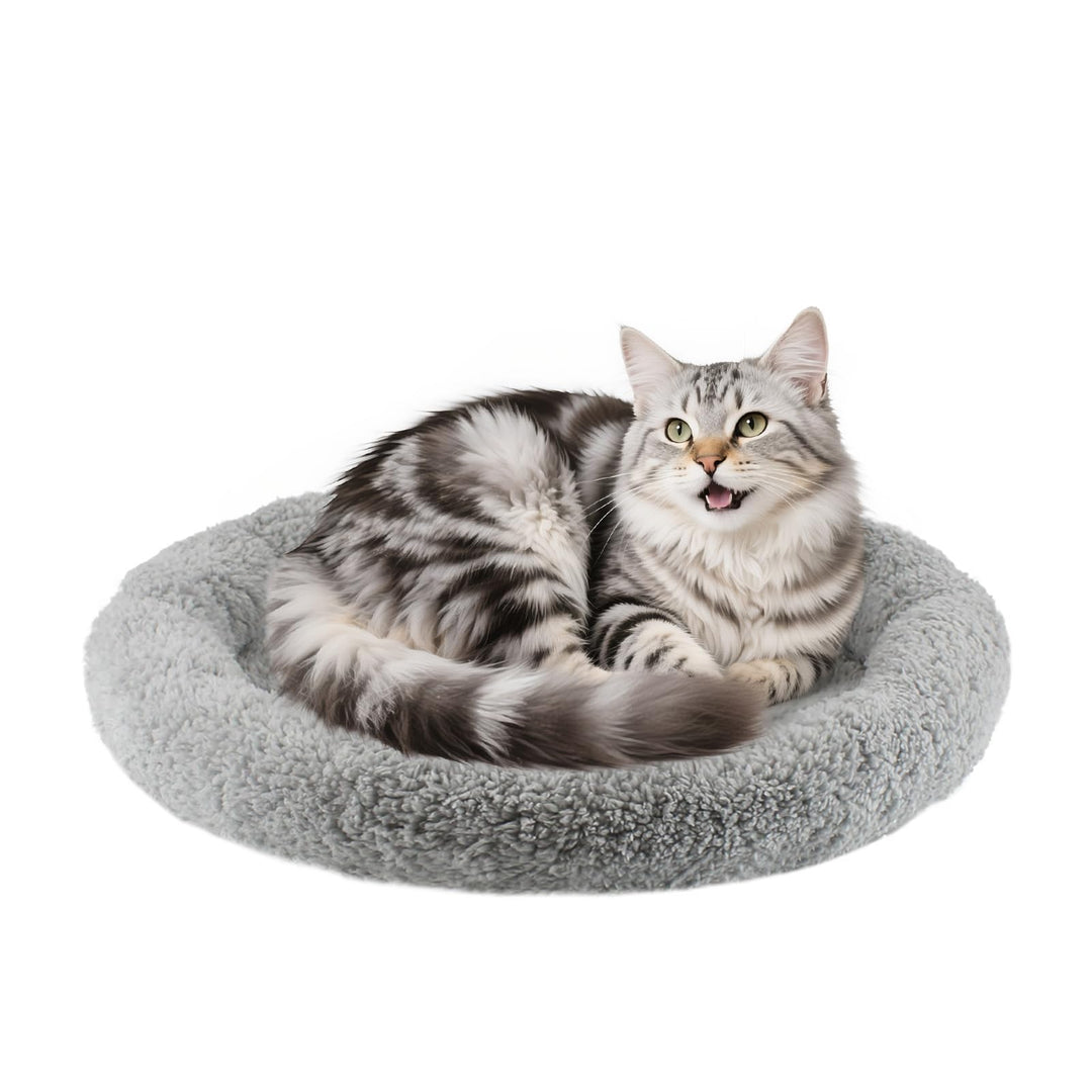 Namsan Katzenkissen Rund, Katzenbett 50cm, Rutschfes katzenhöhle, Waschbar Donut Kissen for Katzen/K