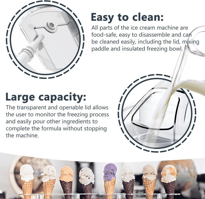 Speiseeisbereiter, Eismaschine, Elektrische Eismaschine Soft Serve Homemade KECOOLKE 1.5 L Frozen Yo