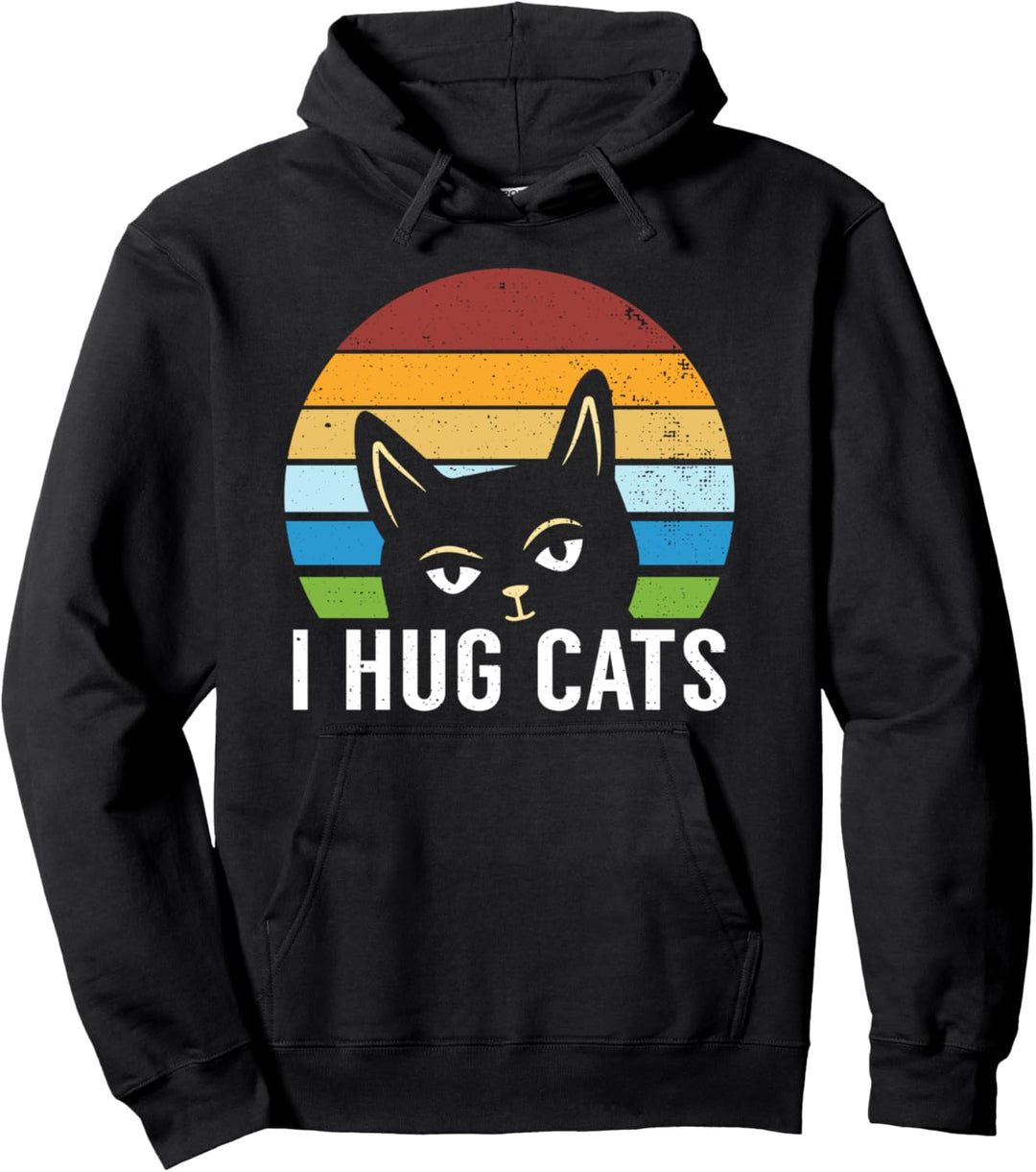I Hug Cats Retro Vinatge Katze Pullover Hoodie