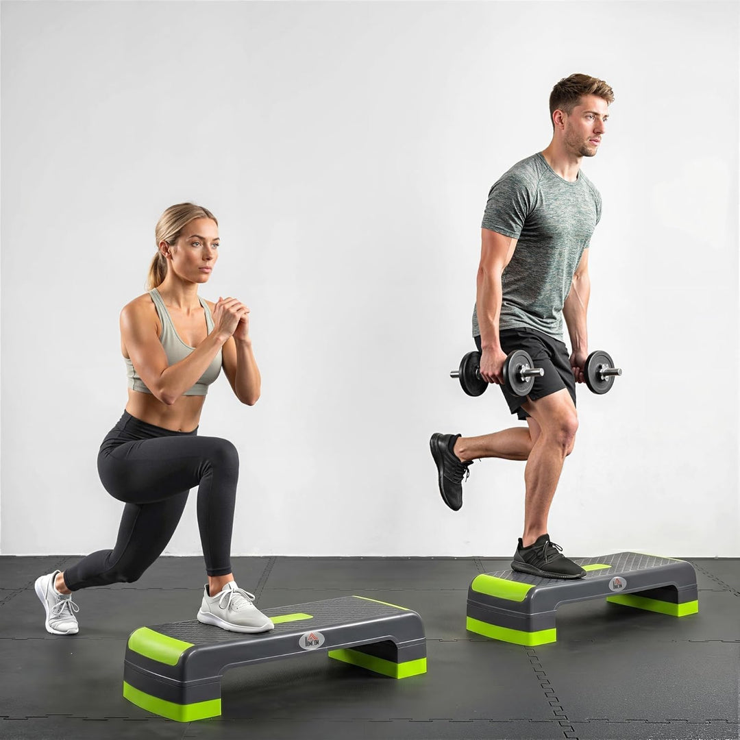 HOMCOM Aerobic-Stepper Steppbrett höhenverstellbar Fitness Heimtrainer mit 3 Stufen (10/15/20 cm) In