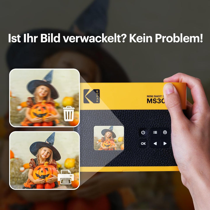 Kodak Cam Mini Shot 3 Era - Appareil Photo Instantané & Imprimante Photo Portable, Noir 3x3 (Apparei