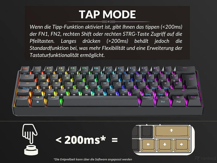 Ranked N60 Nova Mechanische 60 Prozent Tastatur | Hotswap Gaming Keyboard | 62 Programmierbare Taste