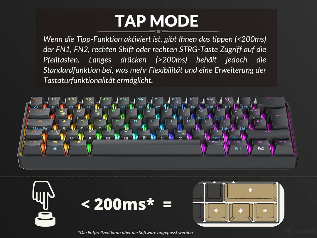 Ranked N60 Nova Mechanische 60 Prozent Tastatur | Hotswap Gaming Keyboard | 62 Programmierbare Taste