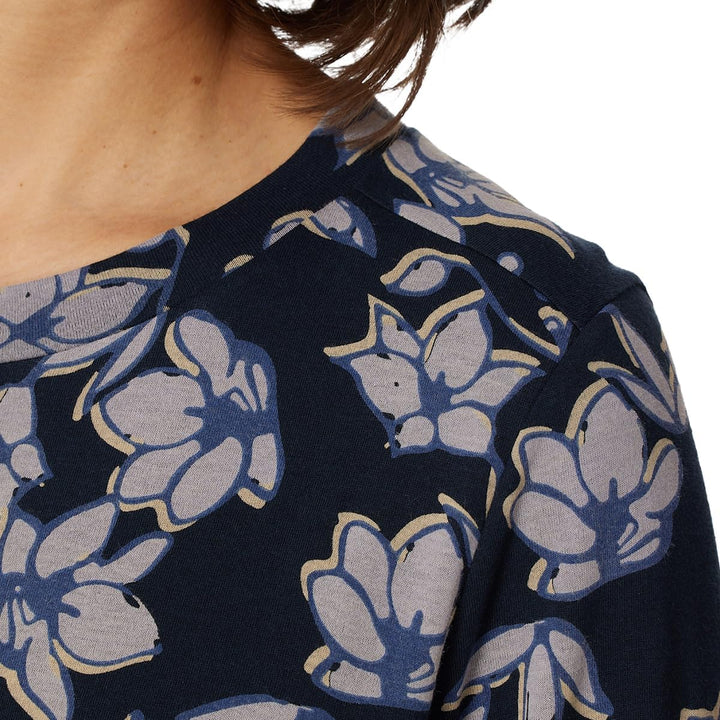 Schiesser Damen Langarm Baumwolle Modal Sleepshirt Bigshirt - Nightwear, 38 Dunkelblau Floral