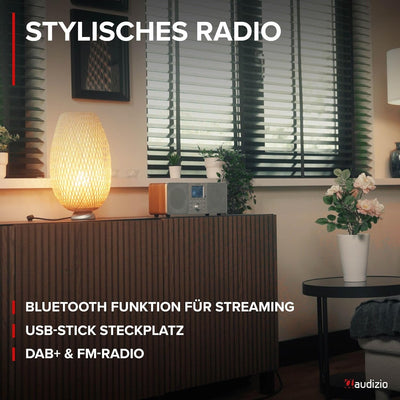 Audizio Genua DAB Radio mit Bluetooth – Stereo DAB Plus Radio mit Fernbedienung, 60 Speicherplätze,