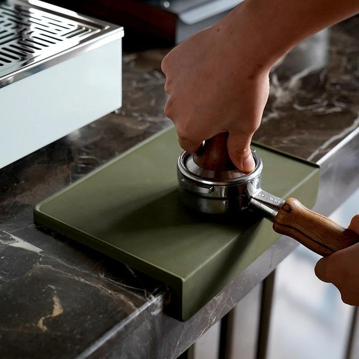 watchget Espresso-Tamping-Matte, Kaffee-Tampermatte, olivfarbenes Silikon, lebensmittelechtes Pad, 2