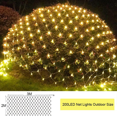 Lichternetz Aussen, 3x2m 200 LED Lichterkette Aussen, Lichternetz Lichtervorhang mit Stecker Warmwei