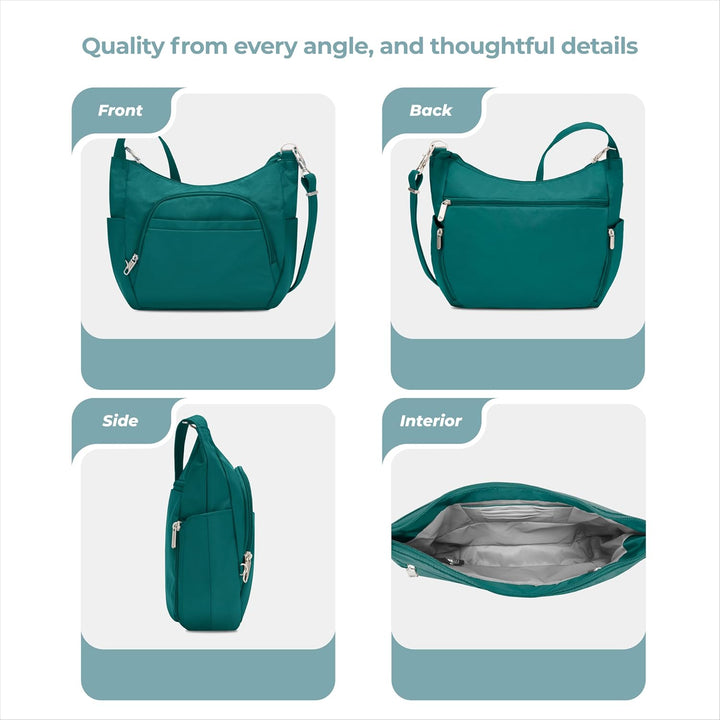 Travelon Klassische Umhängetasche mit Diebstahlschutz, Eimertasche Fichte, Fichte