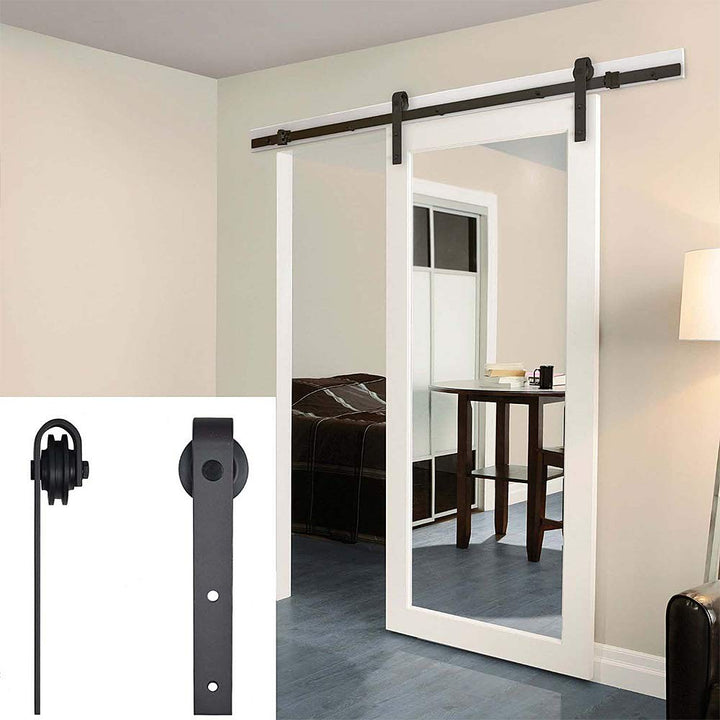 183cm Schiebetürbeschlag set Schiebetürsystem,Schwarz Schiebetür Montageset für Innentüren und Wands