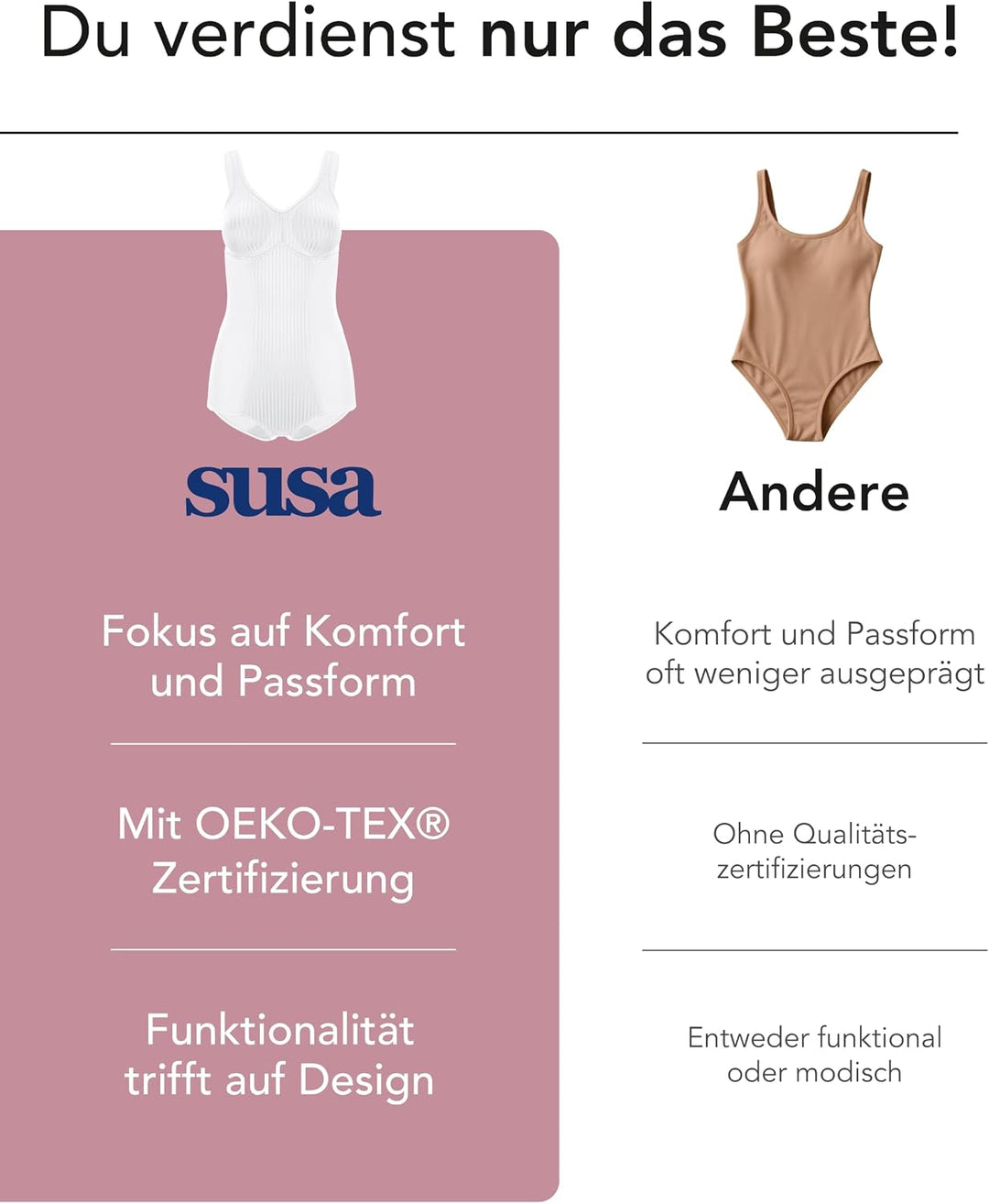 Susa Body ohne Bügel Cremona Grösse 95F, Farbe Weiss