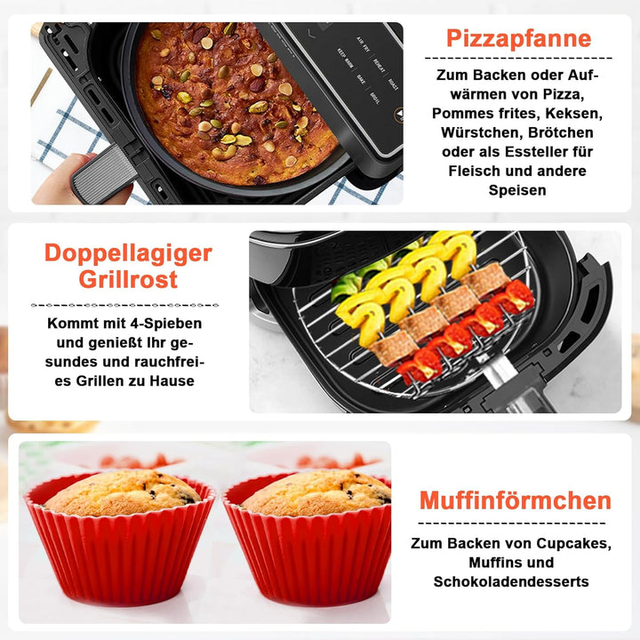 YINGRACE 21 CM Heissluftfritteuse Zubehör Kompatibel für Philips Airfryer XL 6,2L, Tefal 5L, COSORI