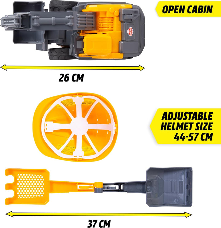 Dickie Toys - Volvo Baustellen-Set Tough Excavator (4-TLG.) - grosser Spielzeug-Bagger (26 cm) mit H