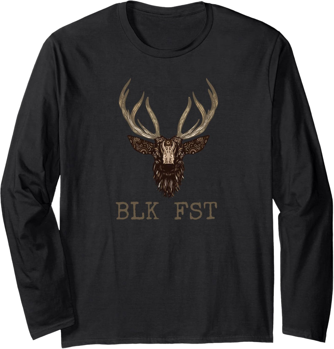 Schwarzwälder Black Forest Hirsch Geschenk Print Schwarzwald Langarmshirt
