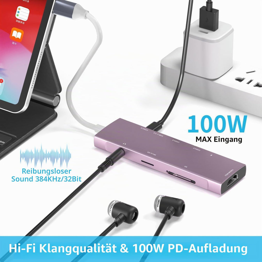 USB C HUB für iPad Pro 9-in-1 Adapter für iPad Pro M4 M2 M1 13 12.9 11 Zoll für iPad Air mit 4K HDMI