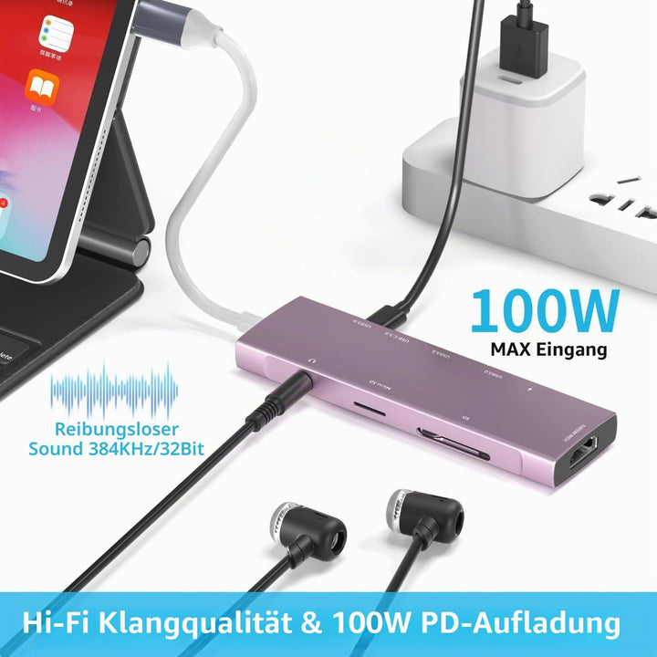 USB C HUB für iPad Pro 9-in-1 Adapter für iPad Pro M4 M2 M1 13 12.9 11 Zoll für iPad Air mit 4K HDMI