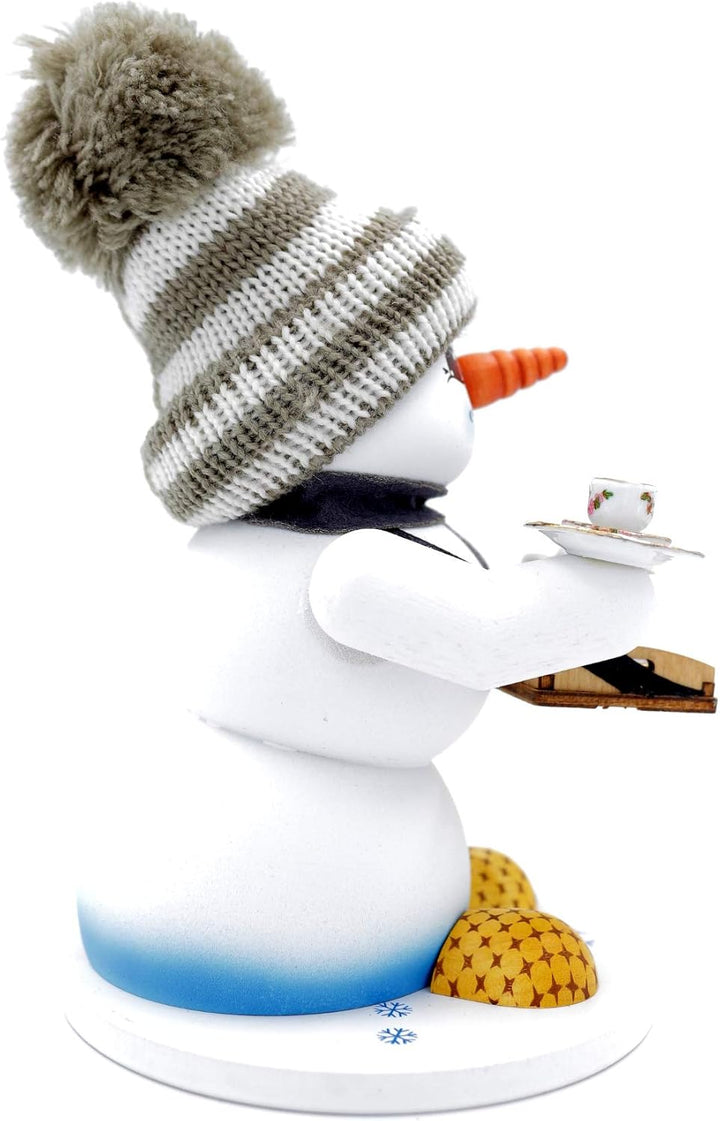 Kuhnert - Erzgebirgische Holzkunst Räuchermann Räucherfigur Schneemann 19cm - Bauchladen, Bauchladen