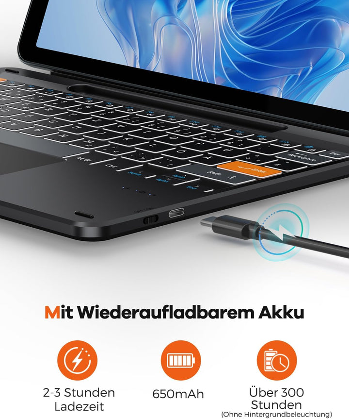 Doohoeek Bluetooth Tastatur für Surface Pro 12 2025, Kabellose Beleuchtete Tastatur, Ultraslim Keybo