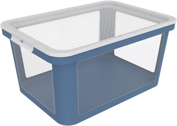 Rotho Albris Aufbewahrungsbox Deckel, Kunststoff (PP recycelt), blau/transparent, 45l, (57 x 39,2 x