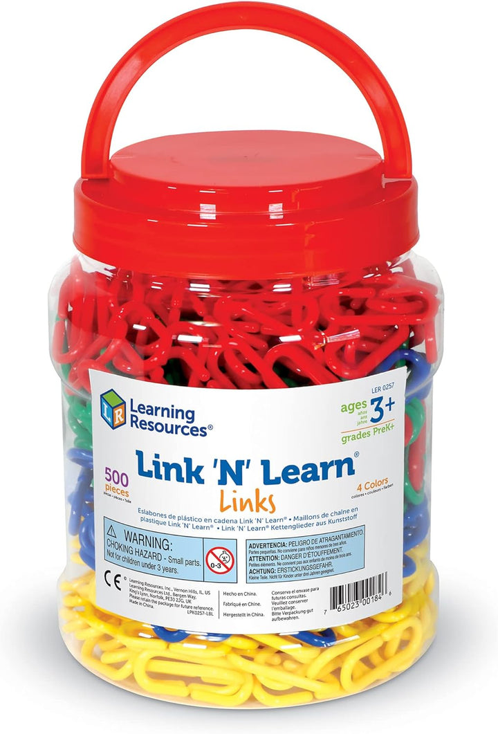 Learning Resources Link 'N' Learn Links – Kettenglieder in 4 Farben (Set mit 500 Stück)