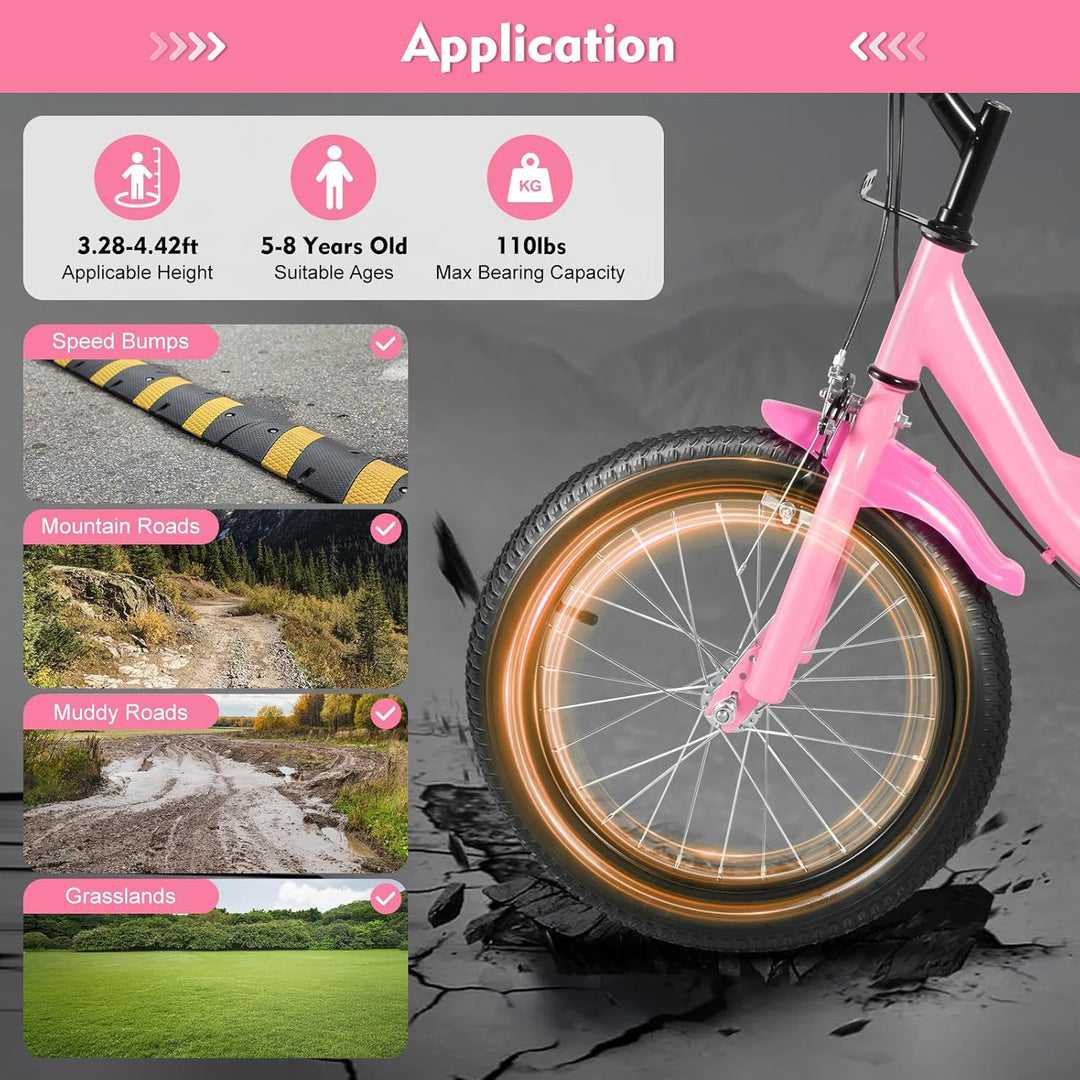 TESUGN 16 Zoll Kinderfahrrad, Kinder Fahrrad Höhenverstellbar Kinderfahrrad mit Abnehmbare Stützräde