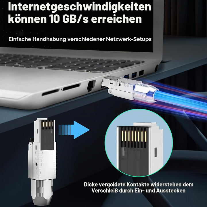 CAT 7 RJ45 Stecker Netzwerkstecker, rj45 stecker werkzeuglos LSA, vollgeschirmt STP, 10 Gbit/s (10GB