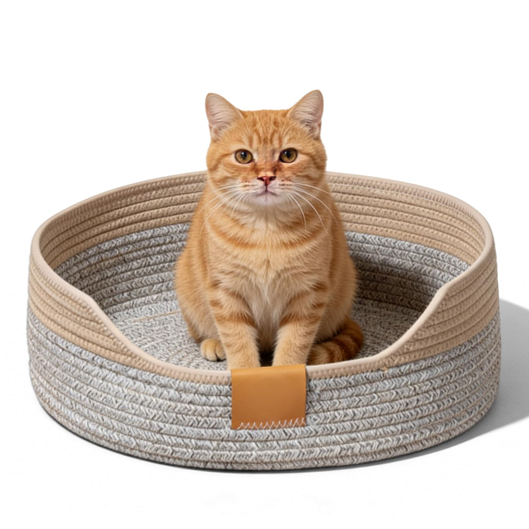 Gewebtes Katzenbett, Katzenkorb Zum Schlafen, Katzenkorb Aus Baumwollseilen, Katzennestchen Geflocht
