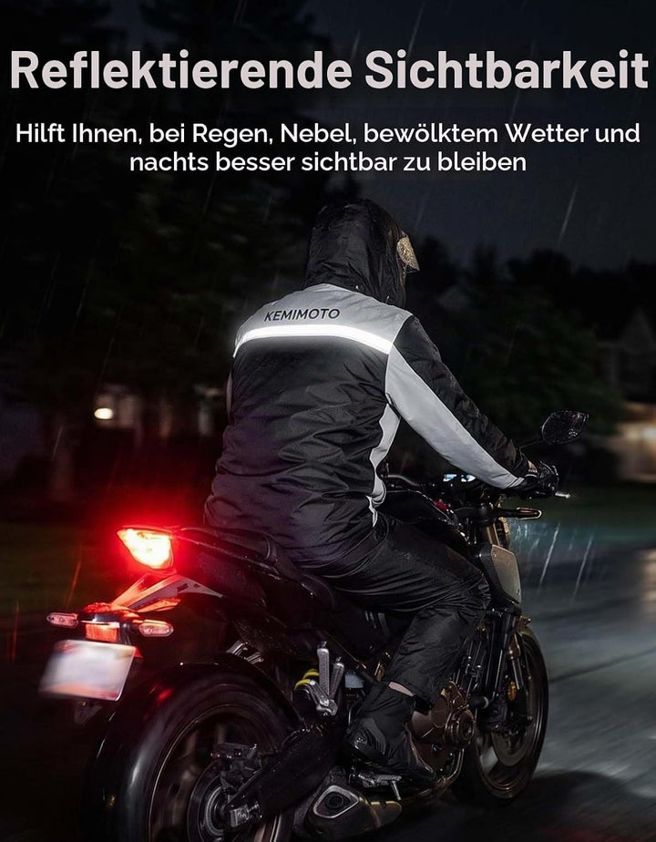 KEMIMOTO Regenanzug für Herren, Wasserdichter Regenmantel, Atmungsaktiv Regenbekleidung Regenjacke f