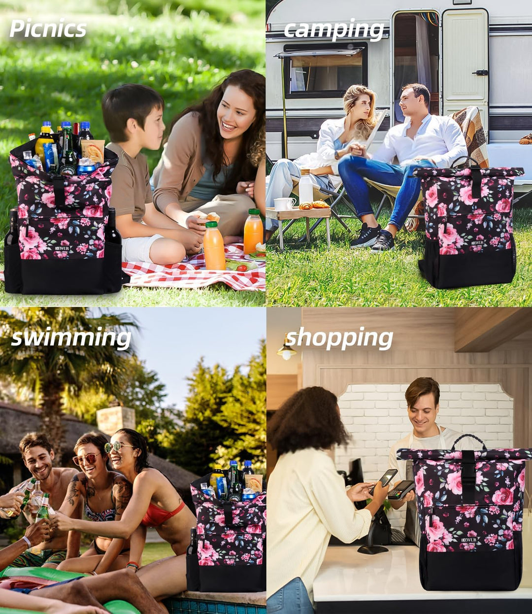 DEWUR 35L Thermo Rücksack Kühlrücksack Kühltasche Wasserdichter Picknickrücksack mit Flaschenöffner