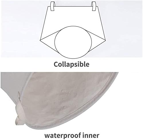 LessMo 17.7" Wäschekorb Lagerung Sorter, Pop-Up Wäschekorb Faltbar, Wasserdichte Runde Baumwolle Lei