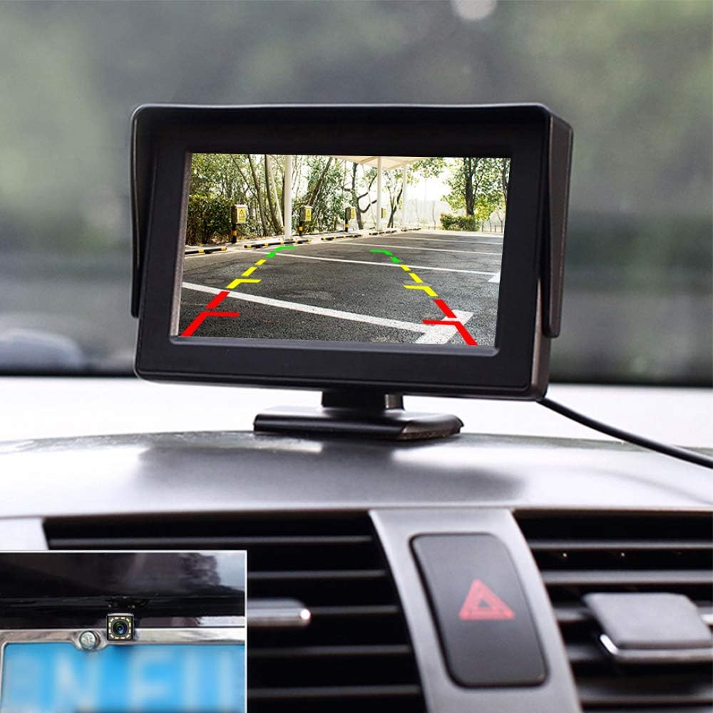 Rückfahrkamera Auto Rückansicht mit Nachtsicht 12 LED Wasserdicht Rückfahrsystem + 4.3" LCD Auto Mon