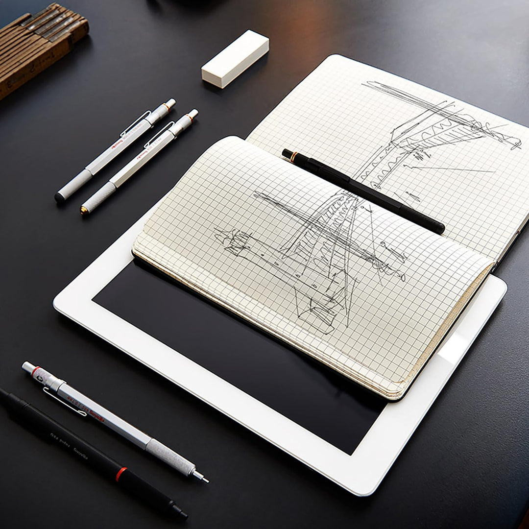 rOtring 800 Druckbleistift | 0,5 mm | Schwarz Vollmetall Schwarz 0,5mm
